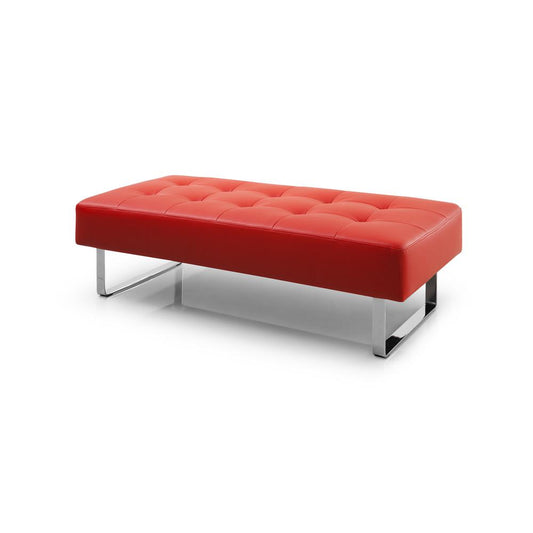 Miami bench Red Faux Leather chrome frame