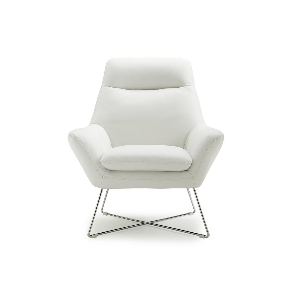 Daiana Chair white top grain italian leather  stainless steel legs.