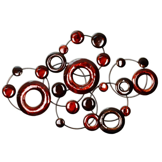 Stratton Home Decor Red Metallic Circles Wall Decor