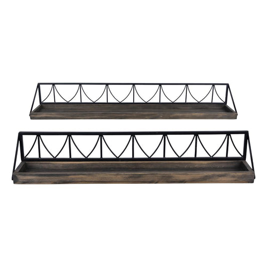 Stratton Home Decor Farmhouse Set of 2 Geometric Wire Metal Floating Wall Shelves