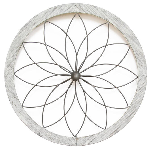 Stratton Home Decor Flower Metal and Wood Art Deco Wall Decor