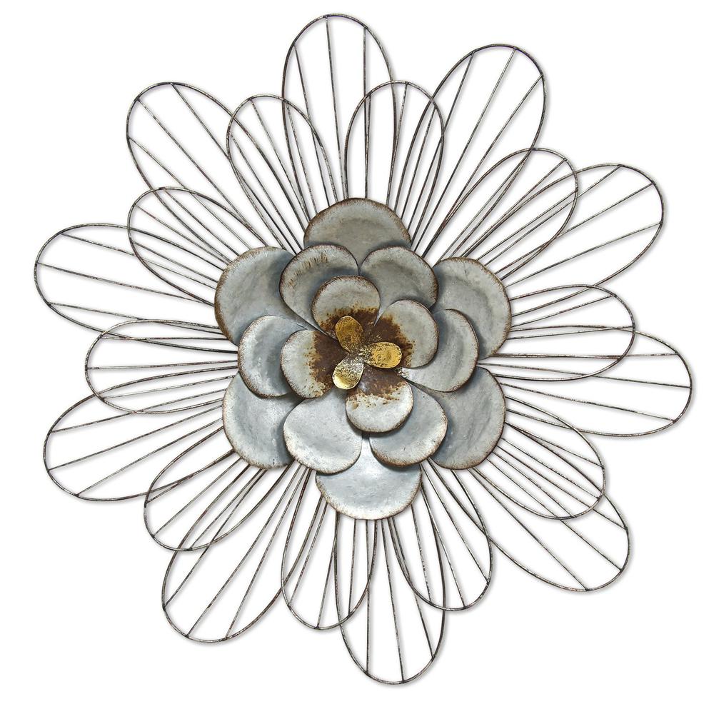 Stratton Home Decor Galvanized Daisy Wall Decor