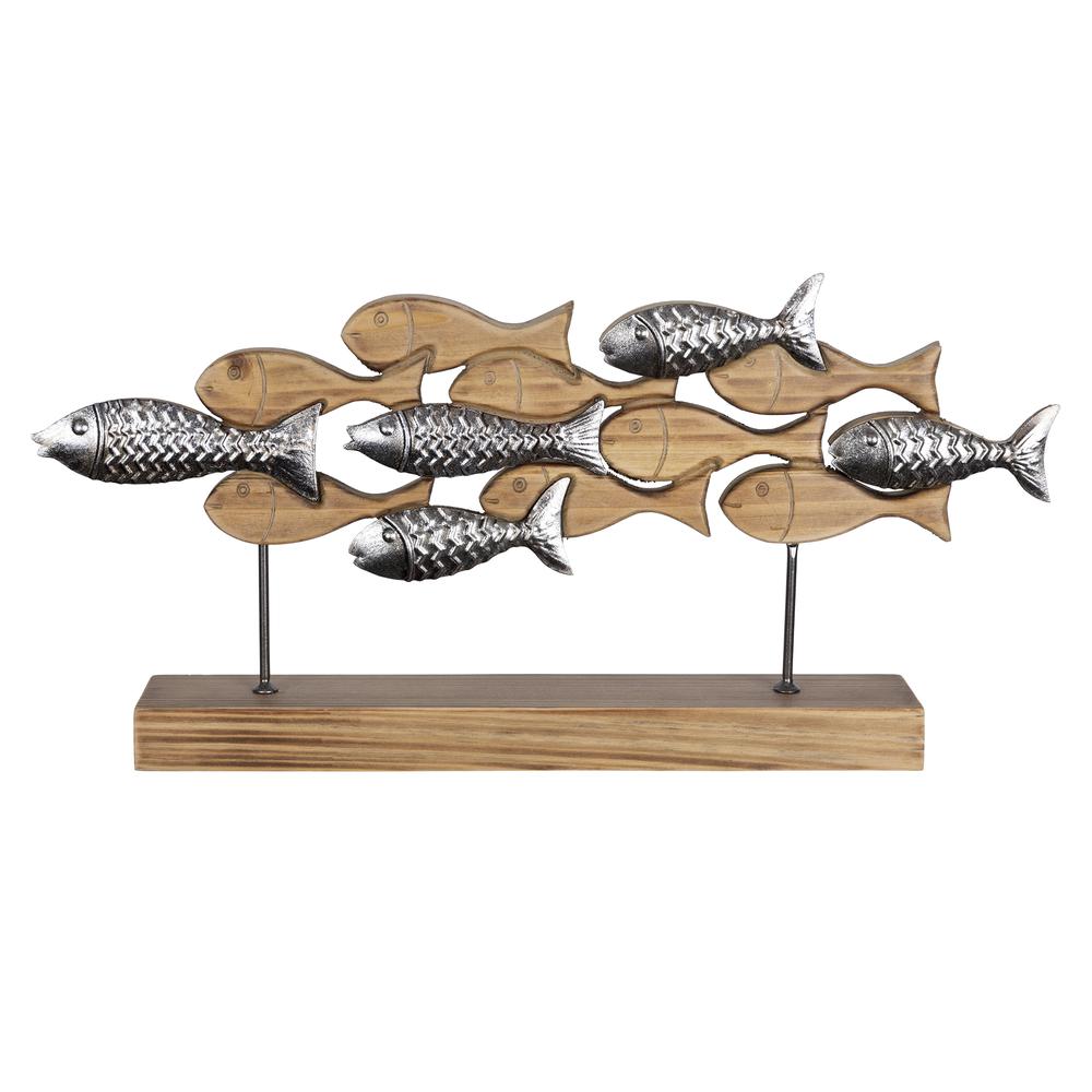 Stratton Home Decor Coastal Carved Swimming Fish Tabletop Decor