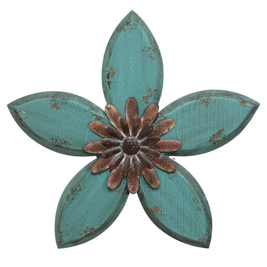 Stratton Home Decor Antique Flower Wall Decor Teal/Red