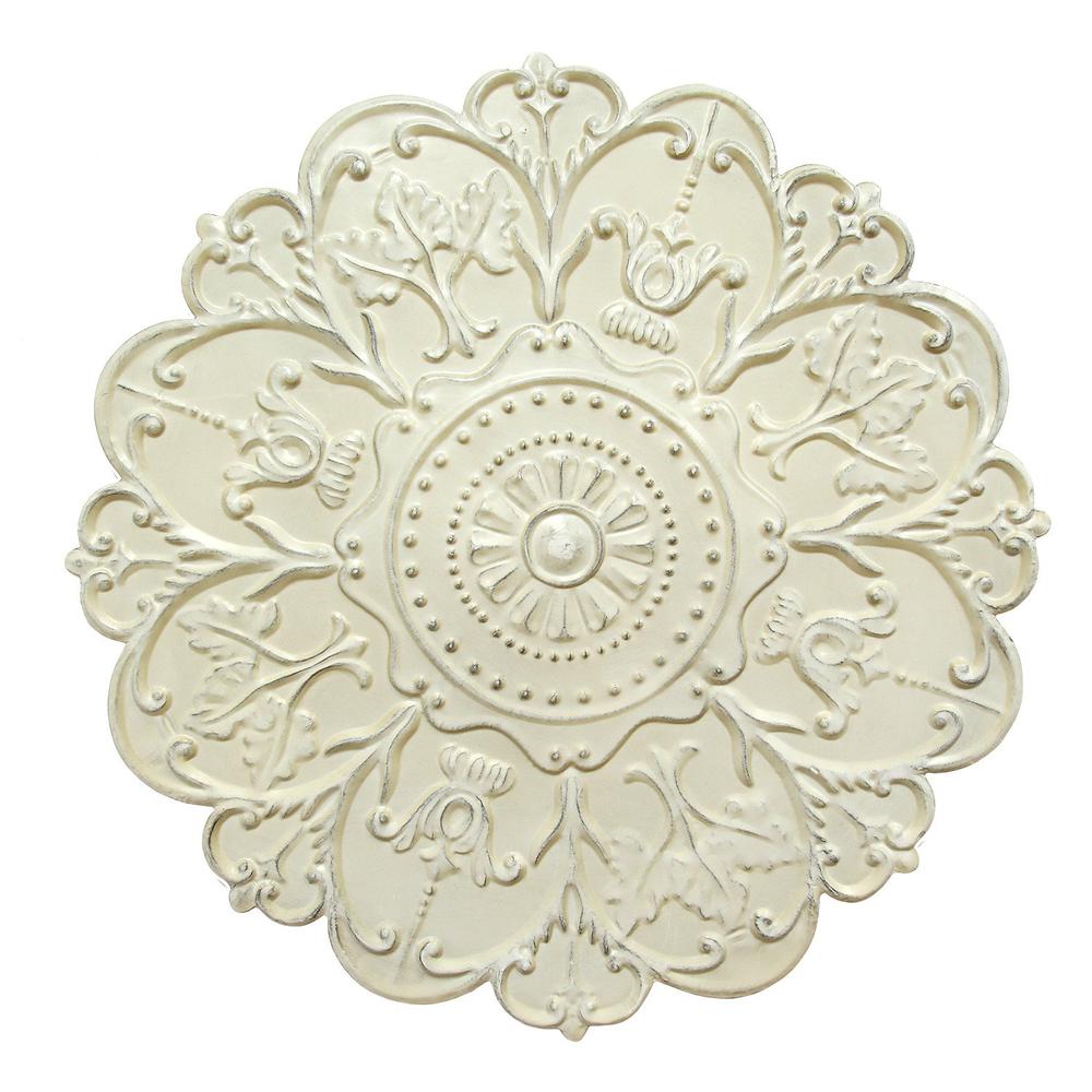 Stratton Home Decor Shabby White Medallion Wall Decor