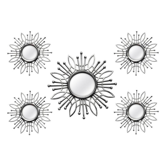 Stratton Home Decor 5 Piece Silver Burst Wall Mirror