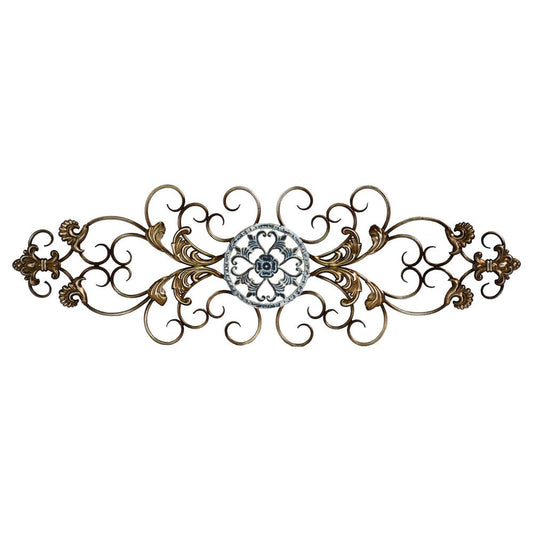 Stratton Home Decor Traditional Scroll Wall DecorChampagne and Distressed Blue