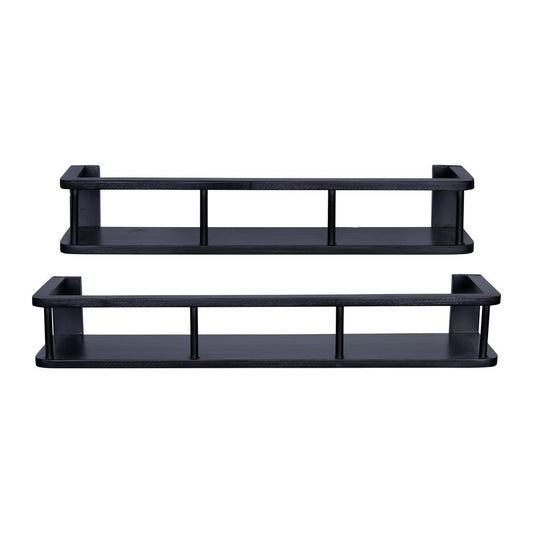 Set of 2 Wood Wall Shelf with Black Finish