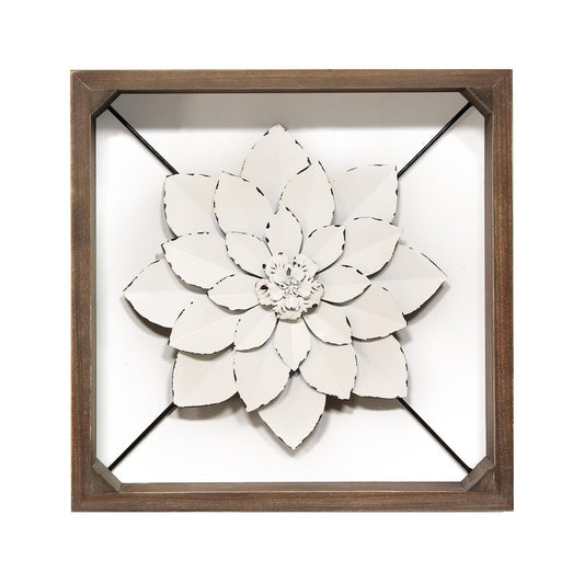 Stratton Home Decor White Framed Metal Flower