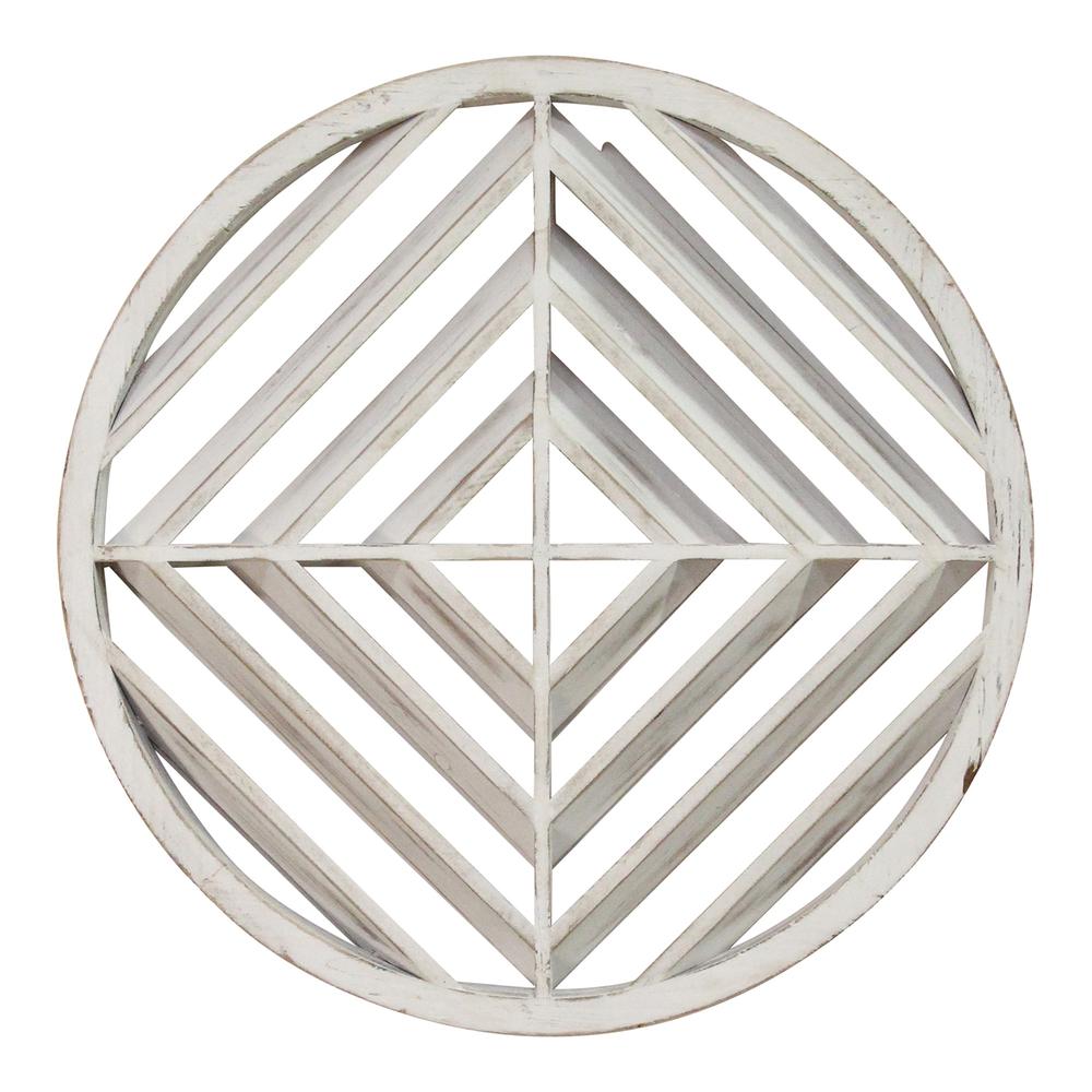 Stratton Home Decor White Wood Modern Medallion Wall Art