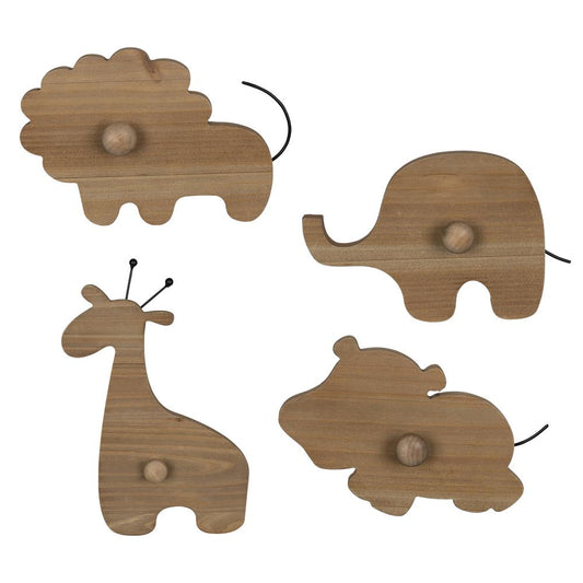 Stratton Home Decor Set of 4 Safari Animal Wall Hooks