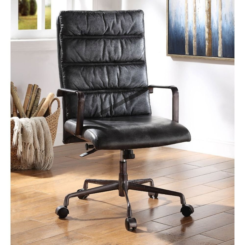 Jairo Office Chair, Vintage Black Top Grain Leather