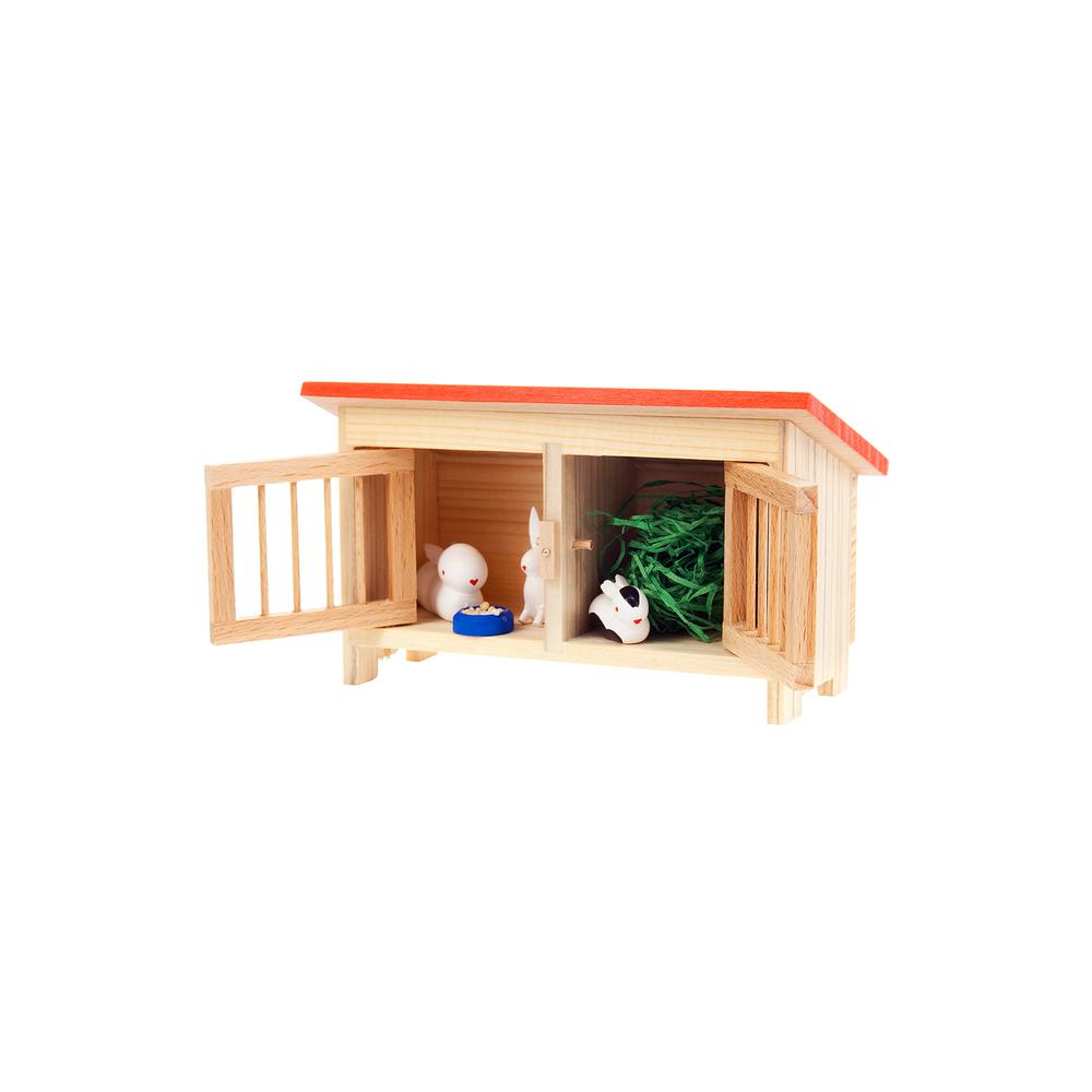 043-001-1 - Dregeno Easter Figures - Rabbit Hutch - 5.25"H x 3"W x 2.25"D