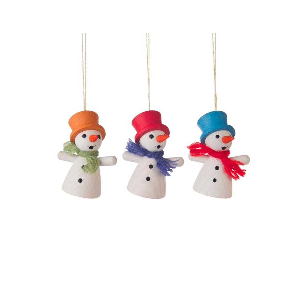 Dregeno Ornament - 3-pc set of Assorted Snowmen - 2"H x 1.25"W x 1.25"D