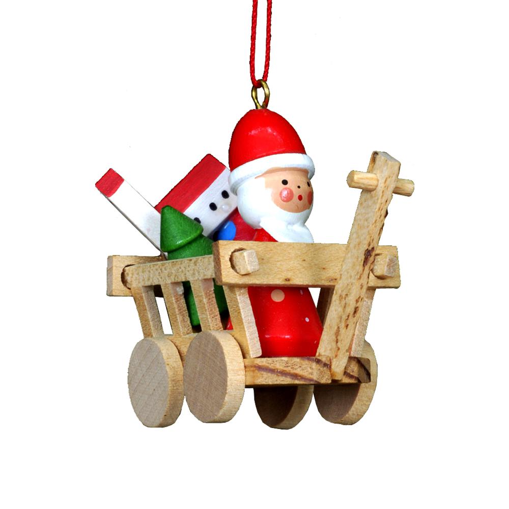 Christian Ulbricht Ornament - Santa on Wagon - 2"H x 1.5"W x 2"D