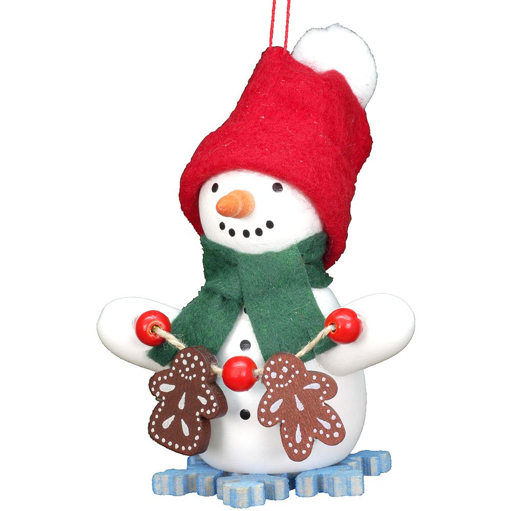 Christian Ulbricht Ornament - Snowman with Gingerbread Cookies - 3.5"H x 2"W x 1.75"D