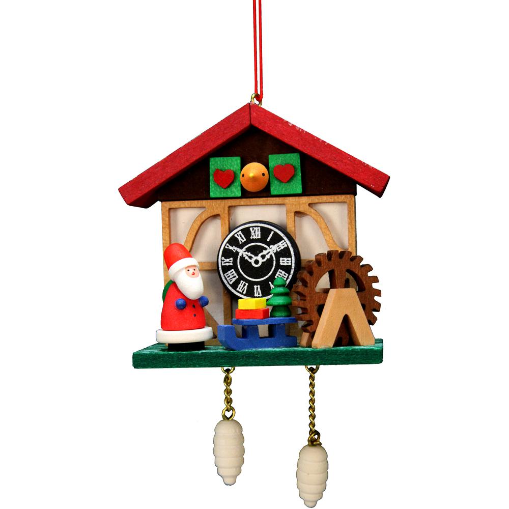 Christian Ulbricht Ornament - Cuckoo Clock Santa - 4.5"H x 2.5"W x 1.5"D