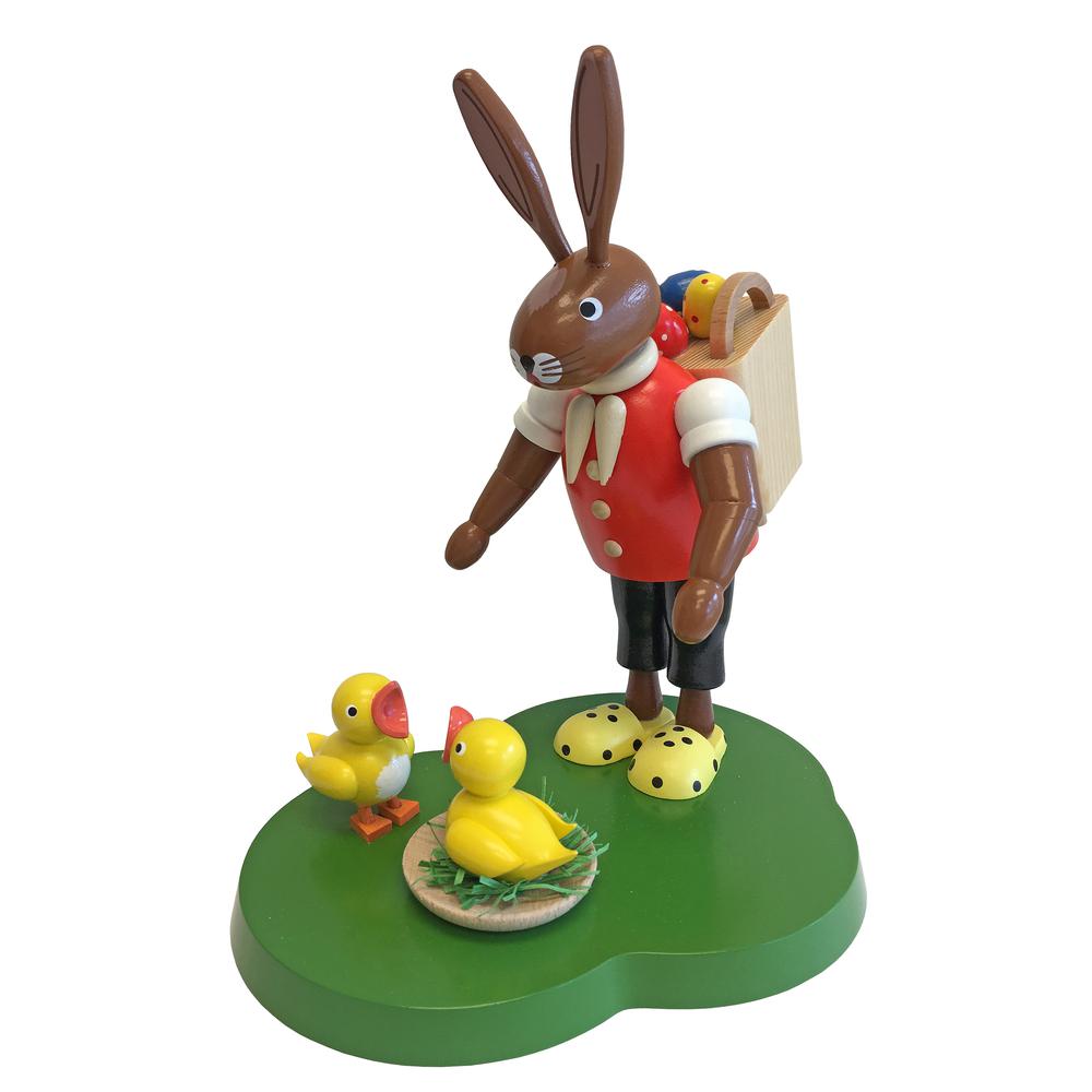 13047 - Richard Glaesser Easter Figure - Bunny With Basket - 7.25"H x 6.5"W x 4.75"D