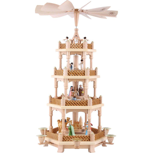 16723 - Richard Glaesser Pyramid - 4 tiers - Nativity Scene, Wise men, Shepherds and Angels - 21"H x 12.5"W x 12.5"D