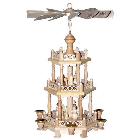 16798 - Richard Glaesser Pyramid - 3 tiers - Snowmen and deer - 18.5"H x 11"W x 11"D