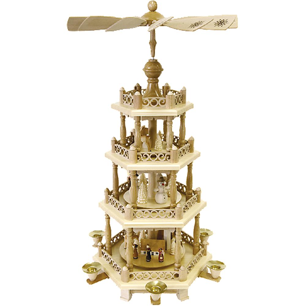 16799 - Richard Glaesser Pyramid - 4 tiers - Snowmen, Church, Animals - 22.5"H x 12"W x 12"D