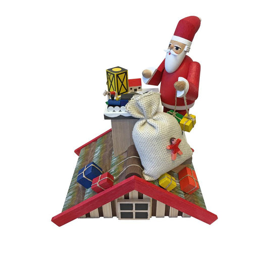 2601 - Richard Glaesser Incense Burner - Santa on Roof - Presents - 8"H x 7"W x 4.75"D