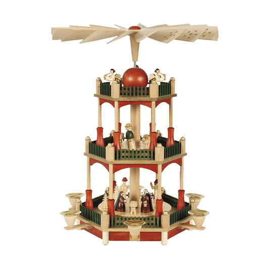 86022 - Richard Glaesser Pyramid - 3-Tier Nativity with Sta" finish - 13"H x 12.5"W x 12.5"D