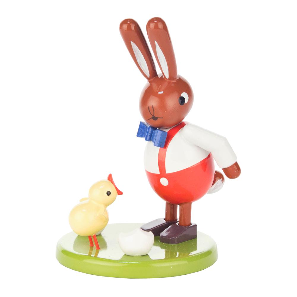 Dregeno Easter Figure - Rabbit with Chick - 3.5"H x 2.25"W x 2"D