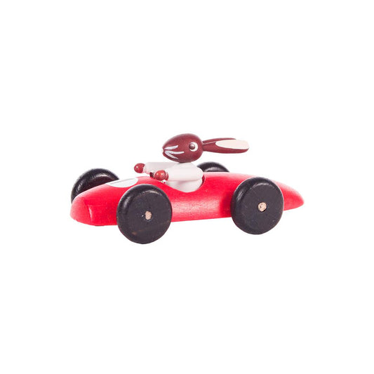 224-210-1 - Dregeno Easter Figure - Red Rabbit Car - 3"H x 1.5"W x 1.25"D