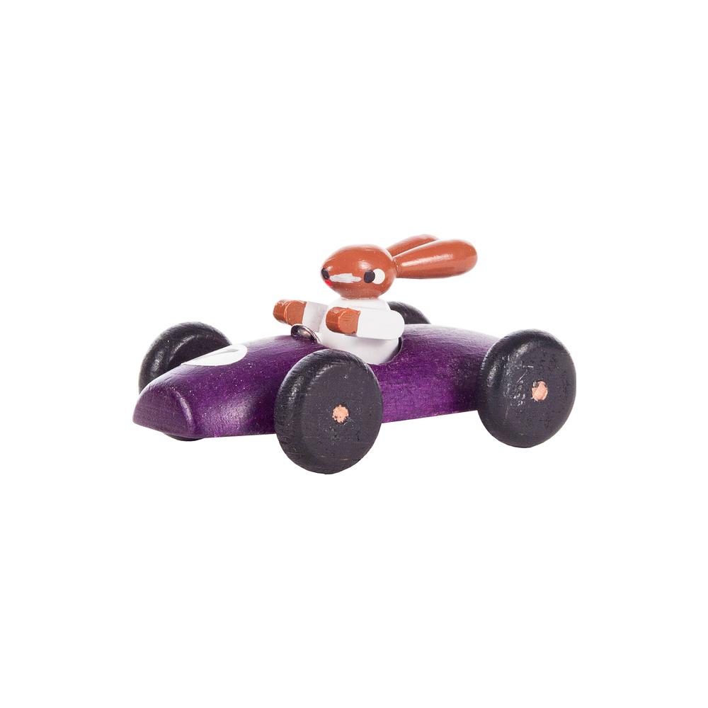 224-210-6 - Dregeno Easter Figure - Purple Rabbit Car - 3"H x 1.5"W x 1.25"D