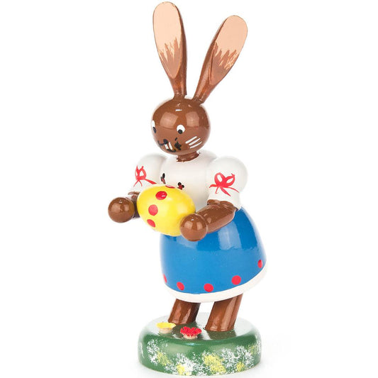 224-356-2 - Dregeno Easter Figure - Bunny Lady with Easter Egg - 4"H x 2"W x 1.5"D