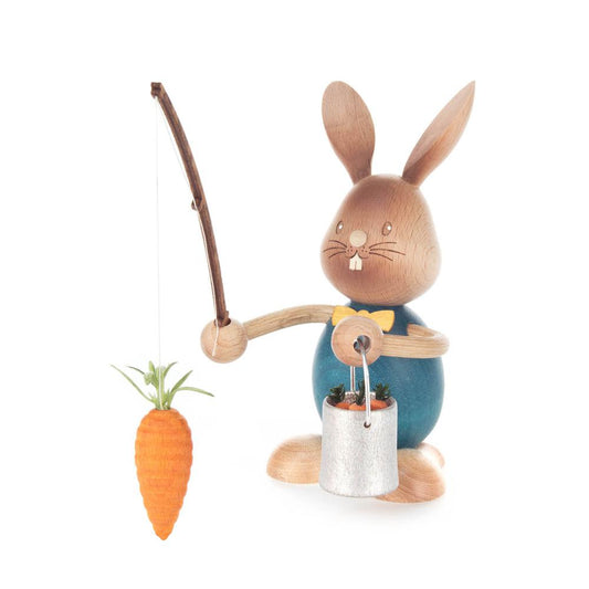 224-64815 - Dregeno Easter Figure - Bunny Fishing For Carrots - 6"H x 3.75"W x 3.25"D