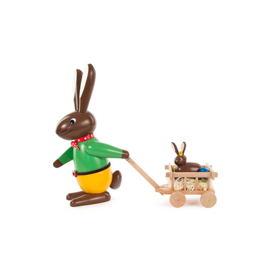 Dregeno Easter Figure - Rabbit With Wagon - 8.5"H x 3"W x 9"D