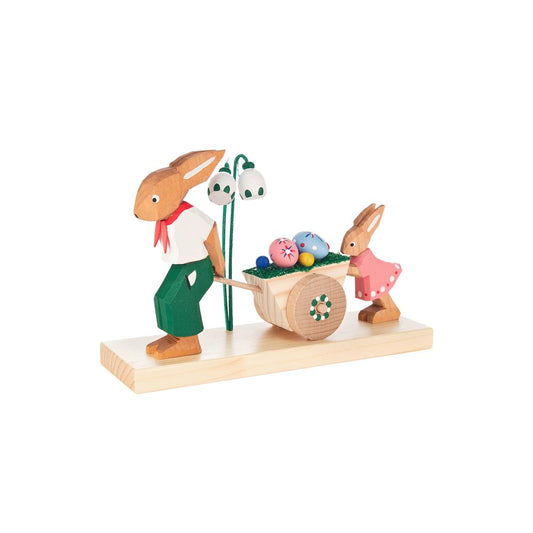 Dregeno Easter Figures - Rabbit Father and Daughter - - 4.5"H x 6.75"W x 2.25"D