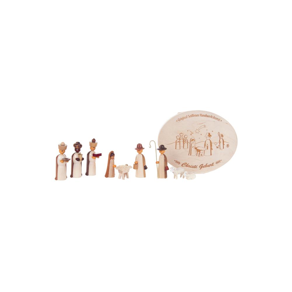 225-263NS - Dregeno Chip Box - Natural Nativity with 3 Wise Men - 2"H x 5"W x 4"D