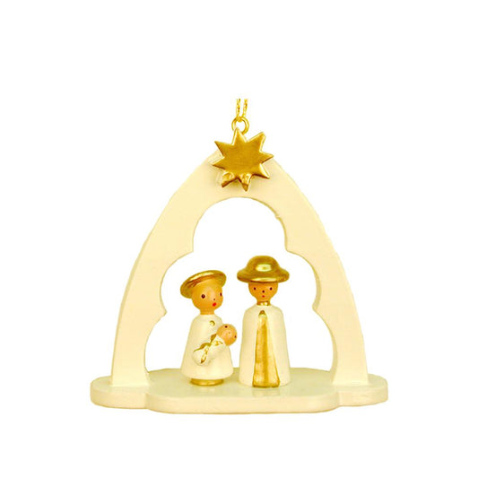 10-0182 - Christian Ulbricht Ornament - Holy Family in Arch - 2.75"H x 2.75"W x 1"D