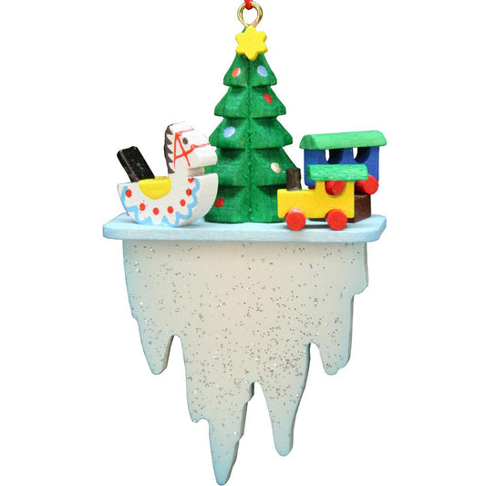 Christian Ulbricht Ornament - Tree Toys on Icicle - 3"H x 1.75"W x .75"D