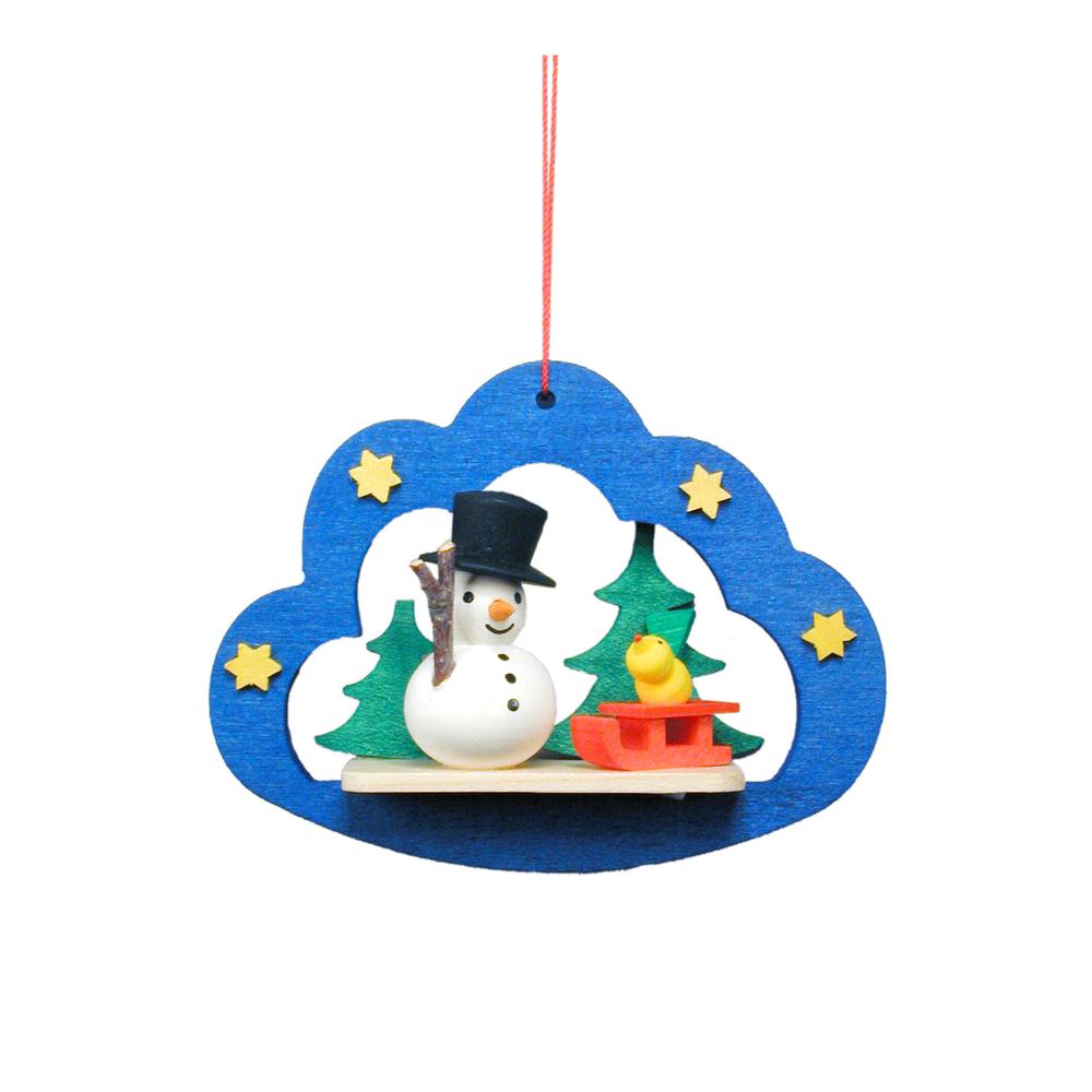 Christian Ulbricht Ornament - Snowman in Blue Cloud - 2.25"H x 3"W x 1"D