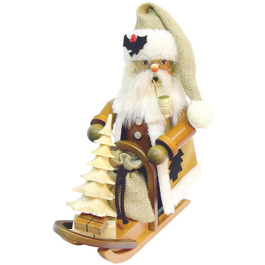 Christian Ulbricht Incense Burner - Santa on Sleigh (Natural) - 10"H x 5.5"W x 8.25"D