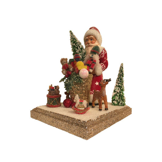 14208 - Schaller Paper Mache - Santa Red Beaded Edges - 8"H x 5.5"W x 6.25"D