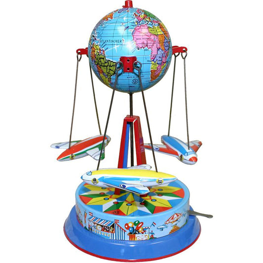 Collectible Tin Toy - Carousel with Planes - 8"H x 6"W x 6"D