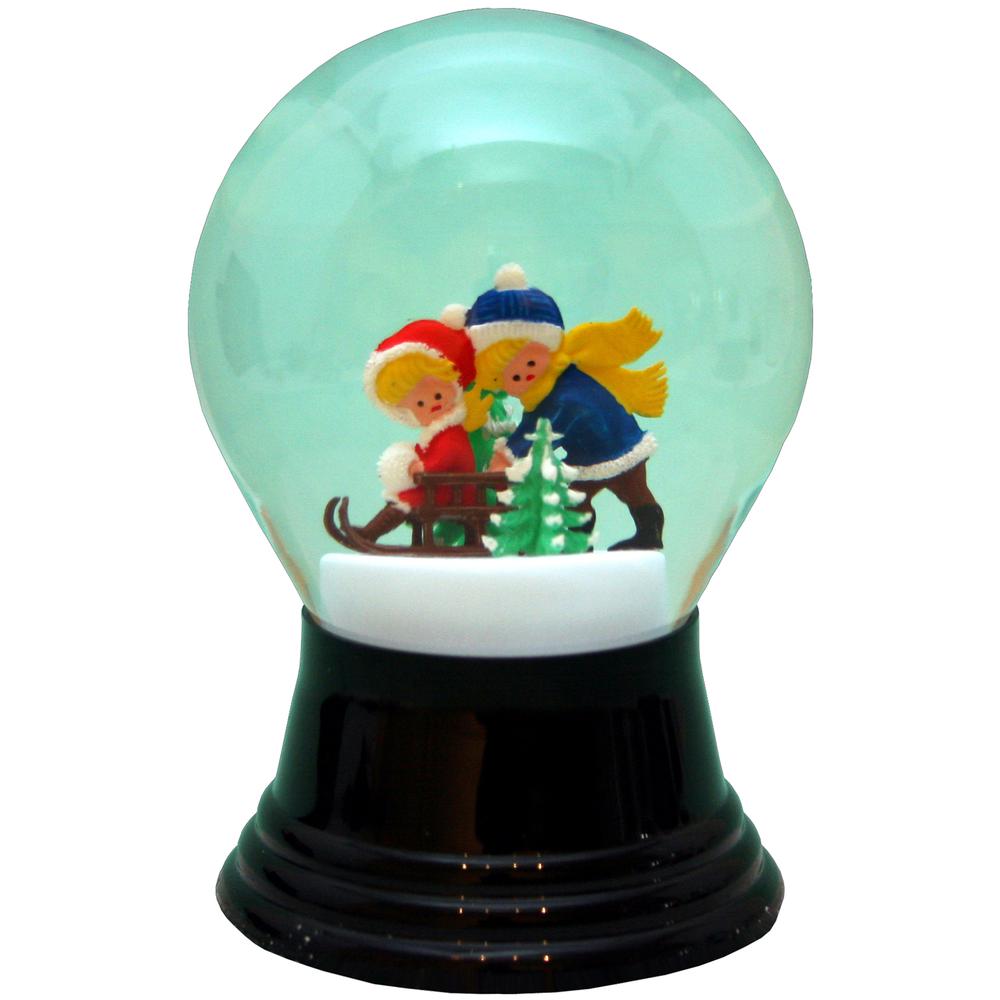 Perzy Snowglobe - Medium Sledding Children - 5"H x 3"W x 3"D