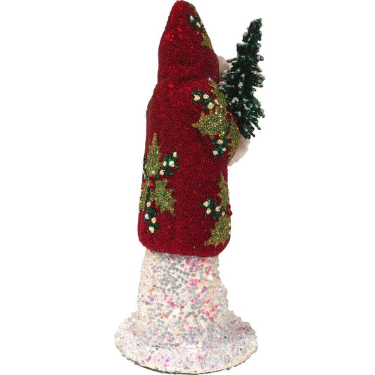 17151S - Schaller Paper Mache Candy Container - Santa Red and Green - 6.5"H x 2.5"W x 2.5"D