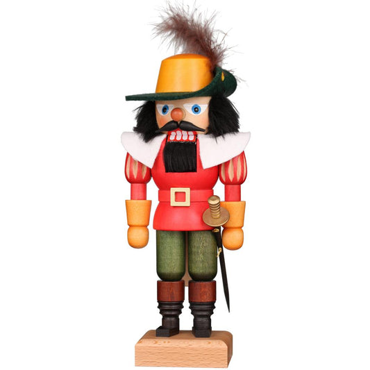 Christian Ulbricht Nutcracker - Musketeer in Red - 9.6"H x 3.9"W x 3.9"D