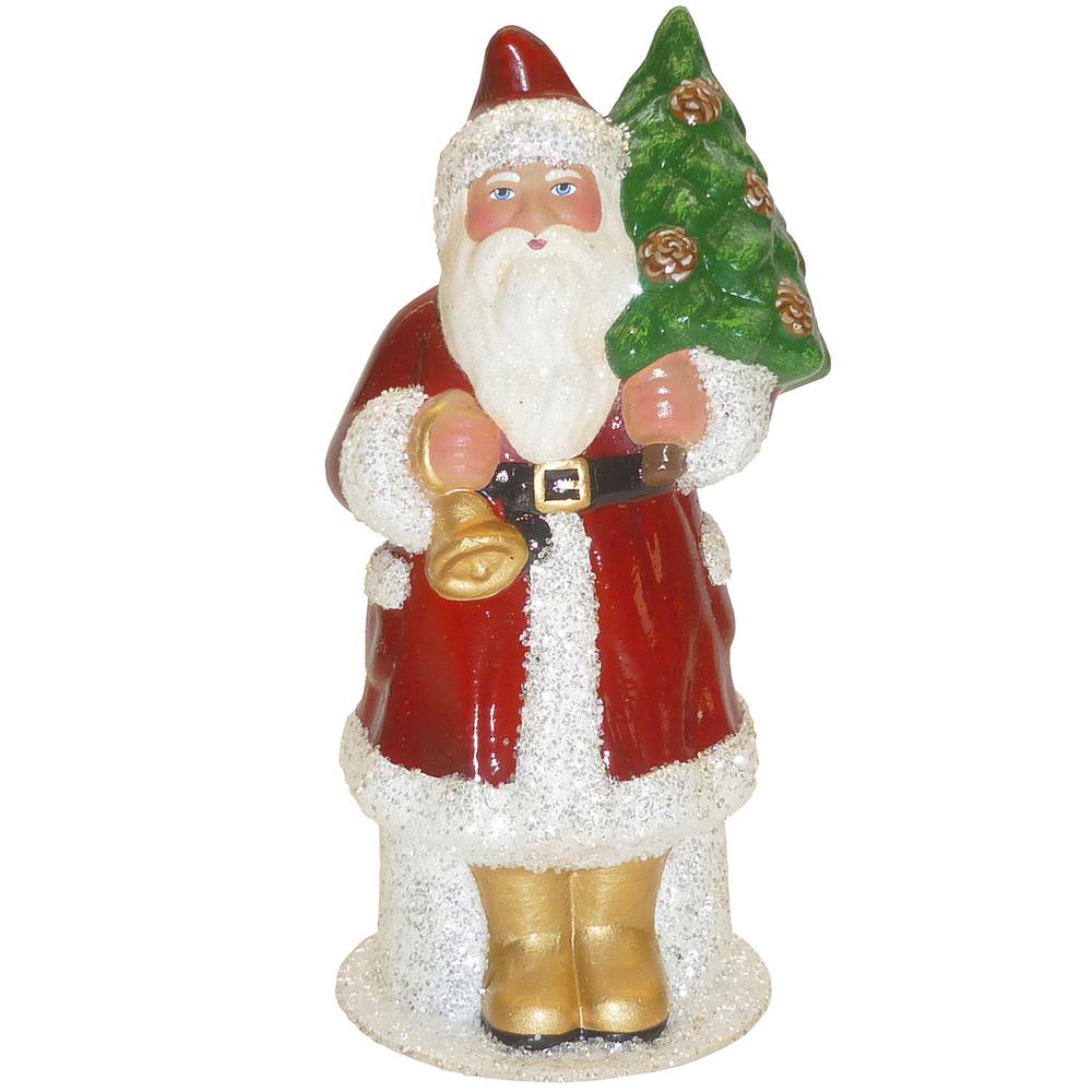 Schaller Paper Mache Candy Container - Santa With Tree - 7.25"H x 3.75"W x 3.25"D