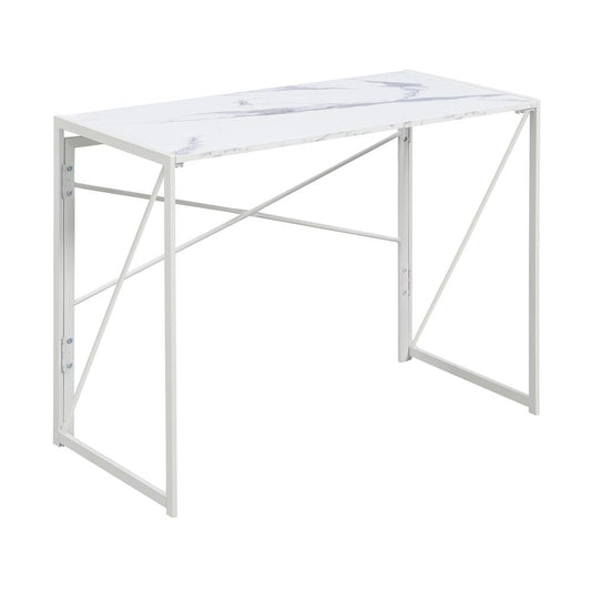 Xtra Folding Desk, White Marble/White