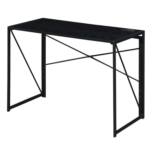 Xtra Folding Desk with Charging Station, Black/Black