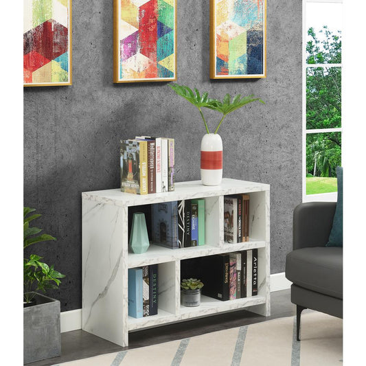 Northfield Console 3 Tier Bookcase -White Faux Marble