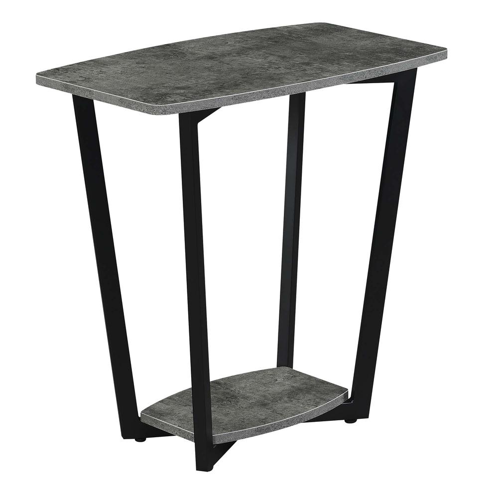 Graystone End Table with Shelf, Cement/Black