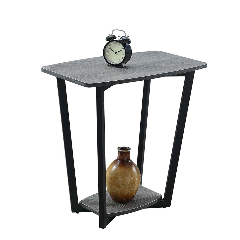 Graystone End Table with Shelf, Weathered Gray/Black Frame